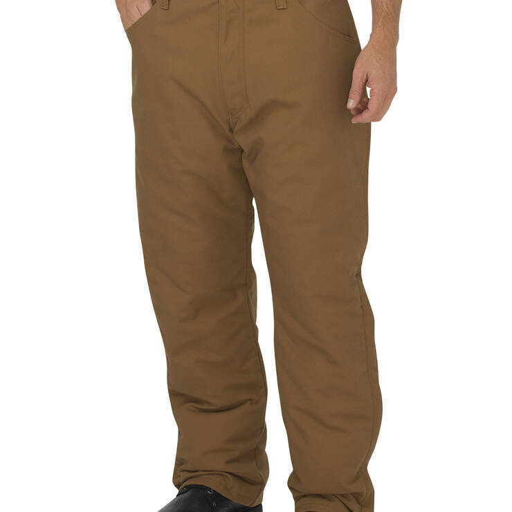 Flame-Resistant Relaxed Fit Straight Leg Insulated Duck Pants - Brown Duck (BD) image number 1