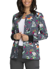 Women&rsquo;s EDS Essentials Print Snap-Front Warm-up Scrub Jacket - Good Times Roll &#40;GTO&#41;