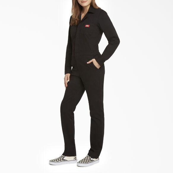 Dickies Girl Juniors&#39; Button Front Coveralls - Black &#40;BK&#41;