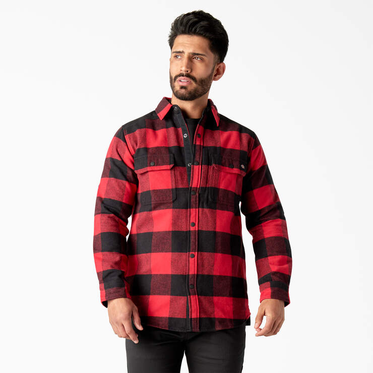 Heavyweight Brawny Flannel Shirt - Red/Black Buffalo Plaid (C1N) image number 1