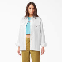 Women's Relaxed Fit Long Sleeve Work Shirt - White (WH)