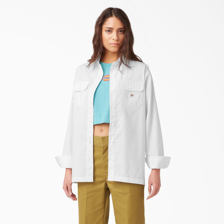 Women&#39;s Relaxed Fit Long Sleeve Work Shirt - White &#40;WH&#41;