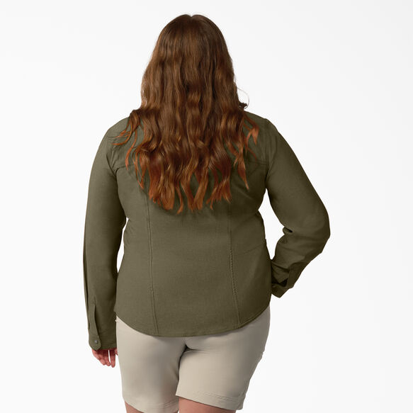 Women&#39;s Plus Cooling Roll-Tab Work Shirt - Military Green Heather &#40;MLD&#41;