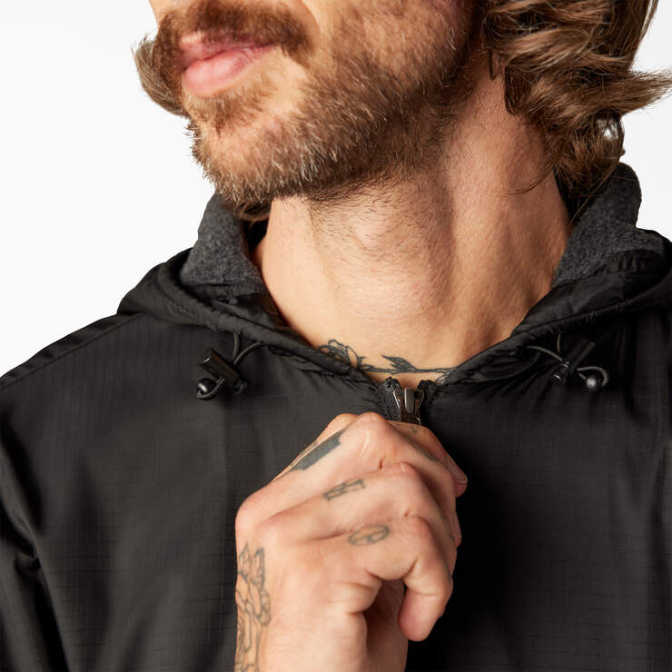 Fleece Lined Nylon Hooded Jacket - Black (BK) image number 11