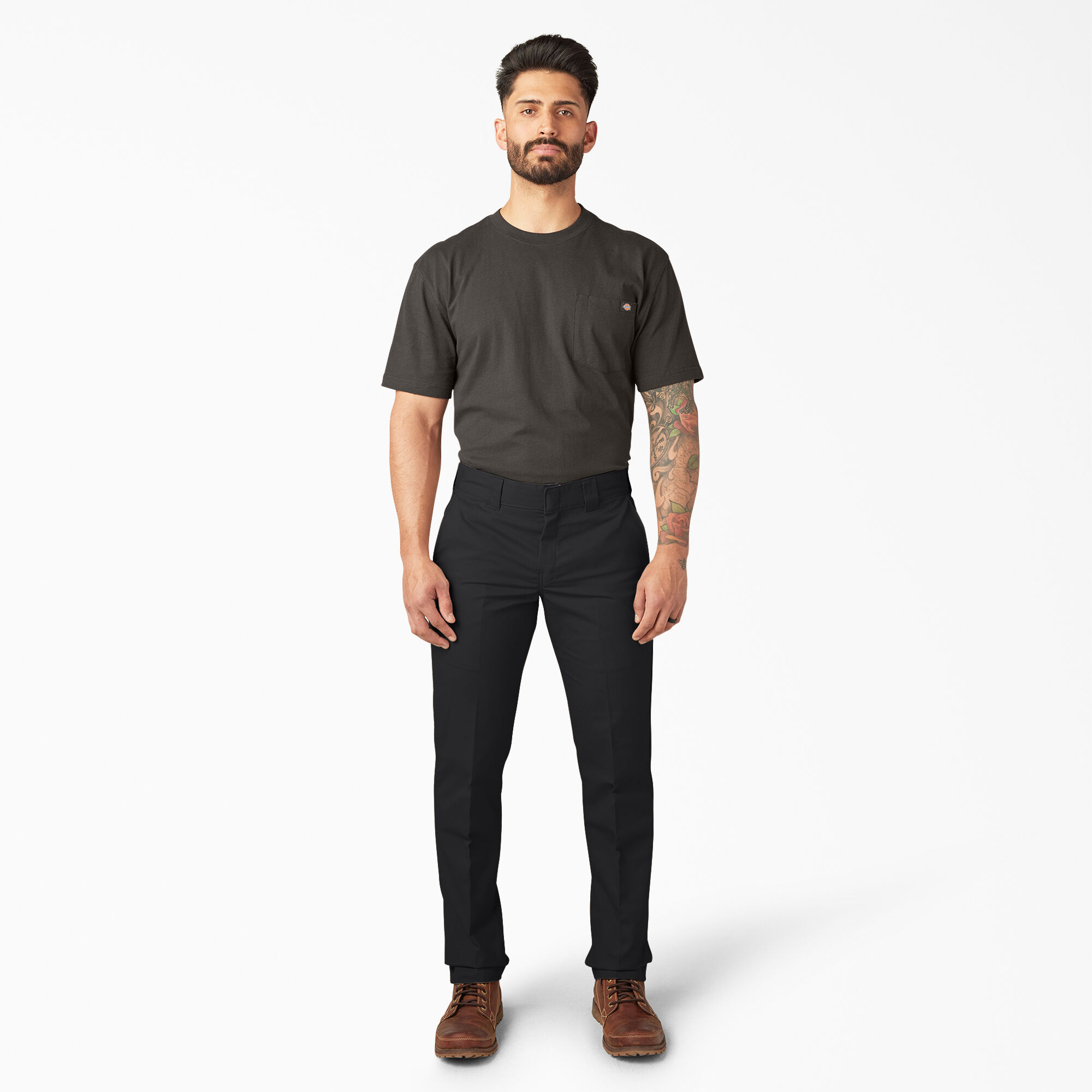 Slim fit tapered leg ring spun work pants top
