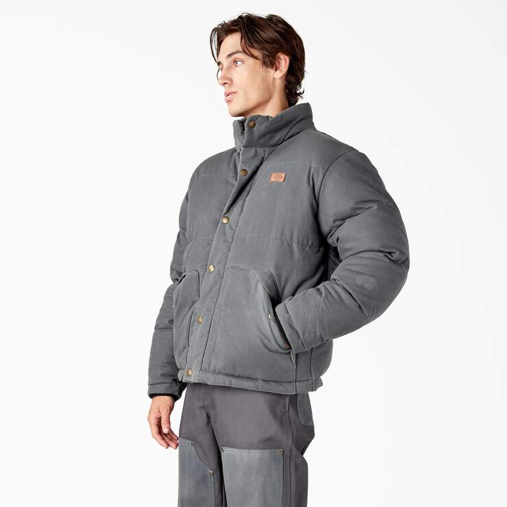 Lucas Fully Waxed Puffer Jacket - Charcoal Gray (CH) image number 3