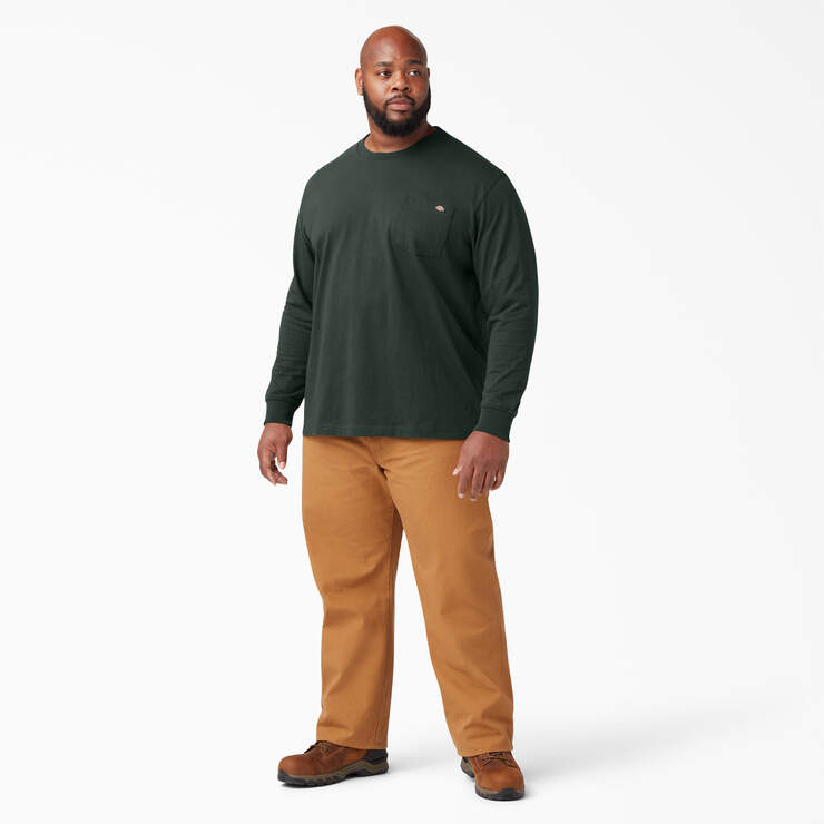 Heavyweight Long Sleeve Pocket T-Shirt - Hunter Green (GH) image number 7