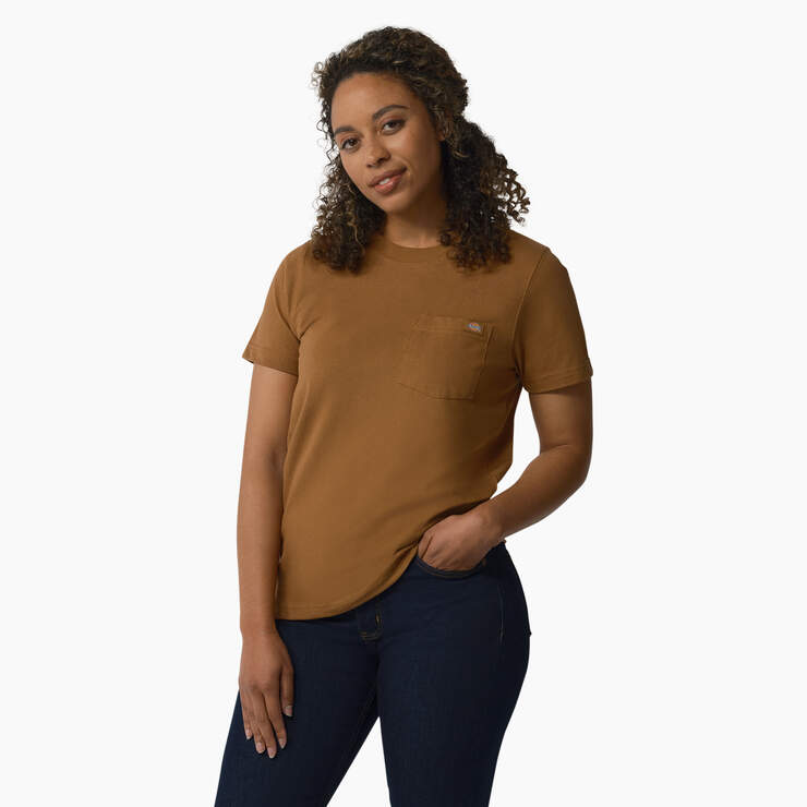 Women's Heavyweight Short Sleeve Pocket T-Shirt - Brown Duck (BD) image number 1