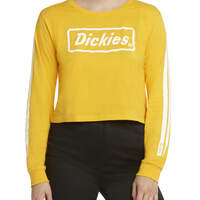 Dickies Girl Juniors' Long Sleeve Block Logo Cropped T-Shirt - Yellow (YL)
