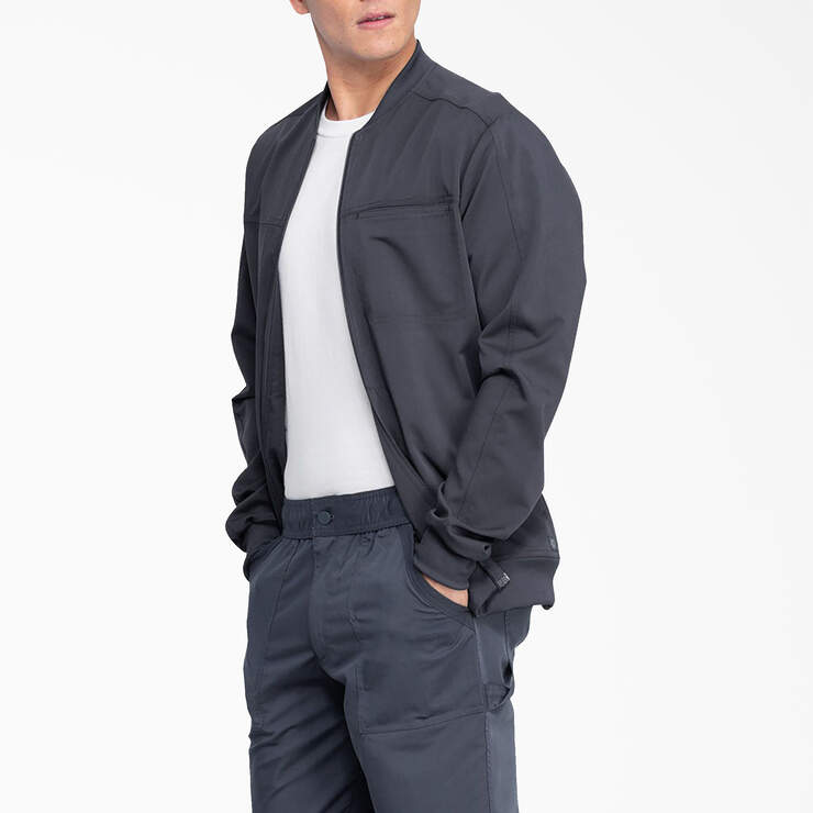 Men's Balance Zip Front Scrub Jacket - Pewter Gray (PEW) image number 3