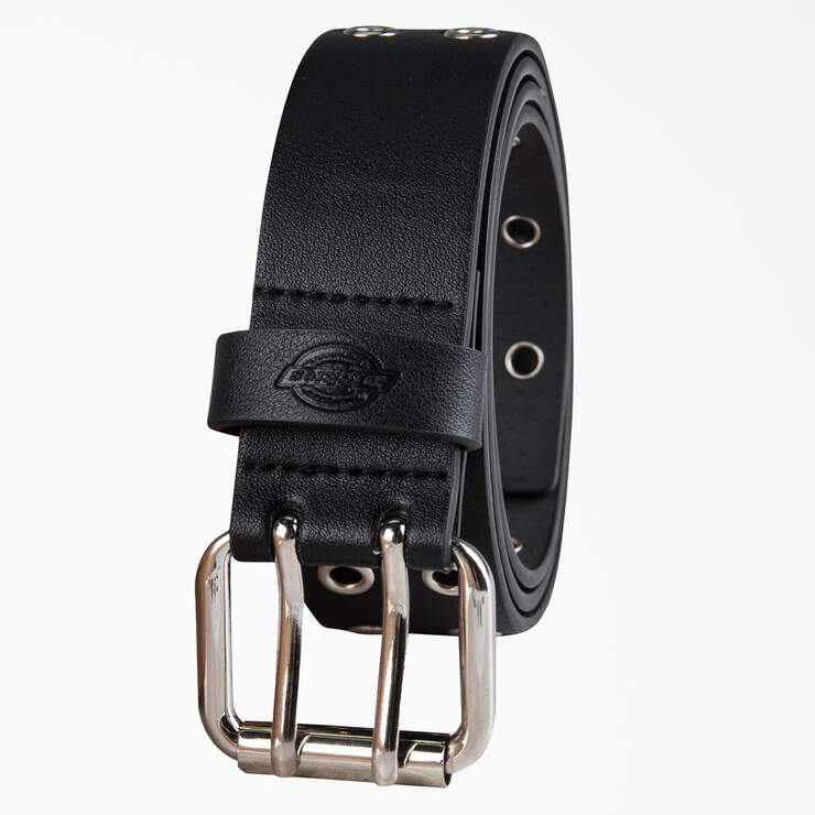 Women's Leather Double Grommet Belt - Black (BK) image number 3