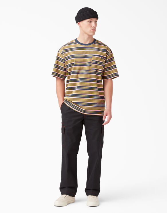 Relaxed Fit Striped Pocket T-Shirt - Green Moss Stripe &#40;G2S&#41;