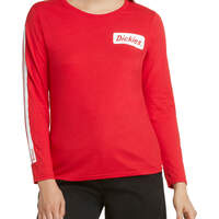 Dickies Girl Juniors' Long Sleeve Signature Striped T-Shirt - Red (RD)