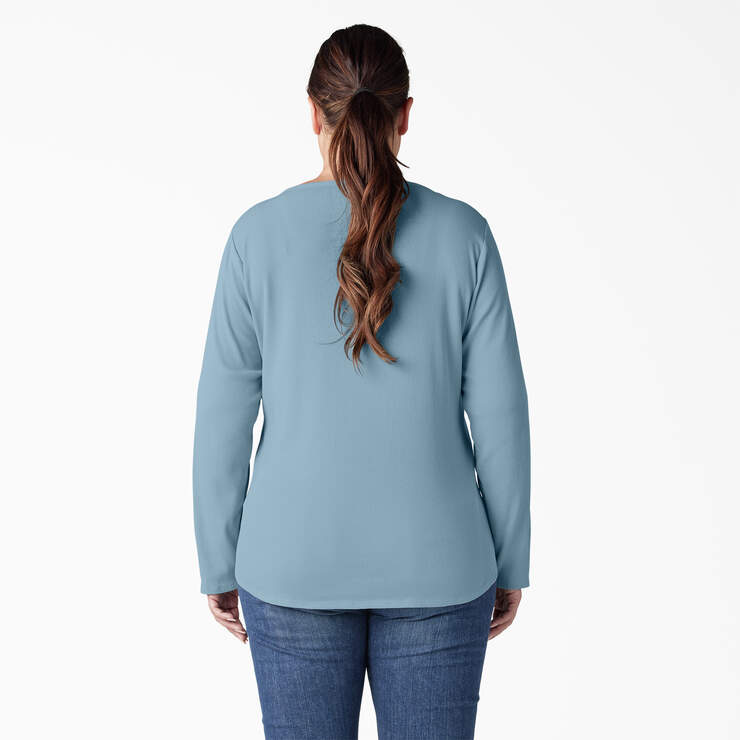 Women's Plus Henley Long Sleeve Shirt - Clear Blue (EU) image number 2