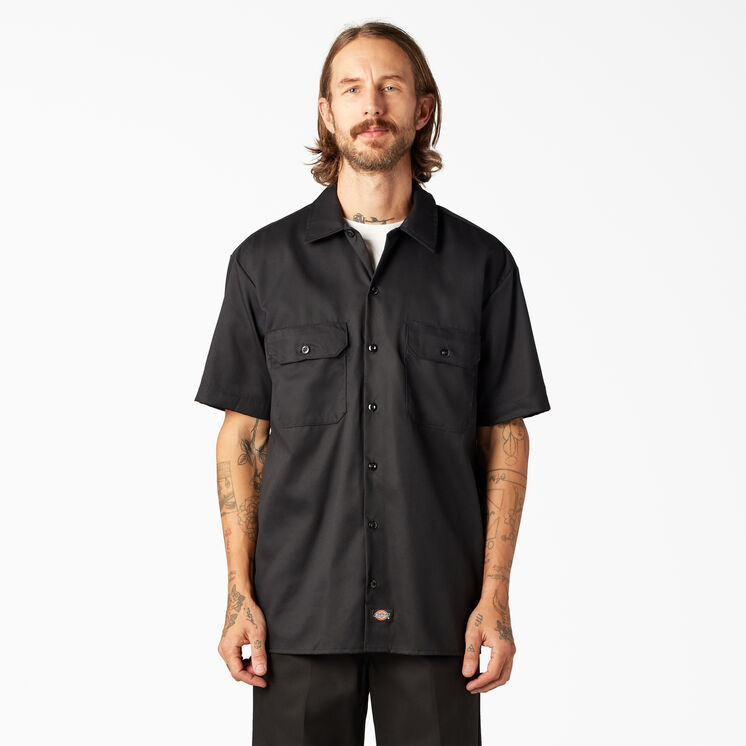 Relaxed Fit Short Sleeve Work Shirt - Black &#40;BK&#41;