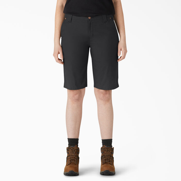 Women&rsquo;s Duck Carpenter Shorts, 11&quot; - Rinsed Black &#40;RBK&#41;