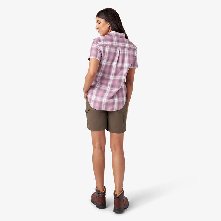 Women’s Plaid Woven Shirt - Lilac Herringbone Plaid (LPE) image number 6