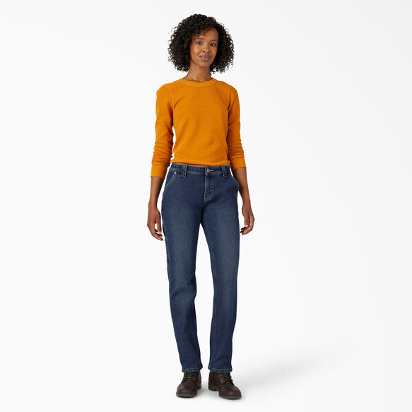 Women&#39;s Lined Relaxed Fit Carpenter Jeans - Stonewashed Medium Blue &#40;MSW&#41;