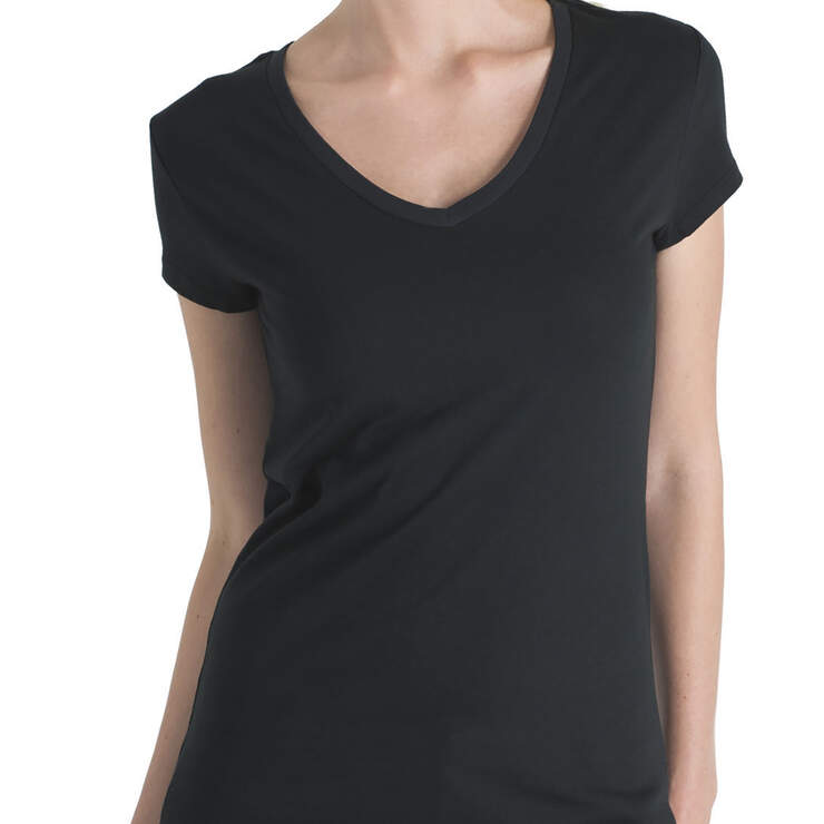 Dickies Girl Juniors' Short Sleeve V-Neck T-Shirt - Black (BLK) image number 1