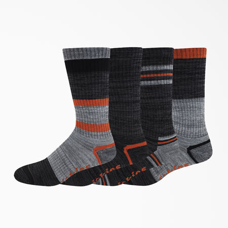 Striped Crew Socks, 6-12, 4-Pack - Graphite/Black/Orange &#40;GKO&#41;