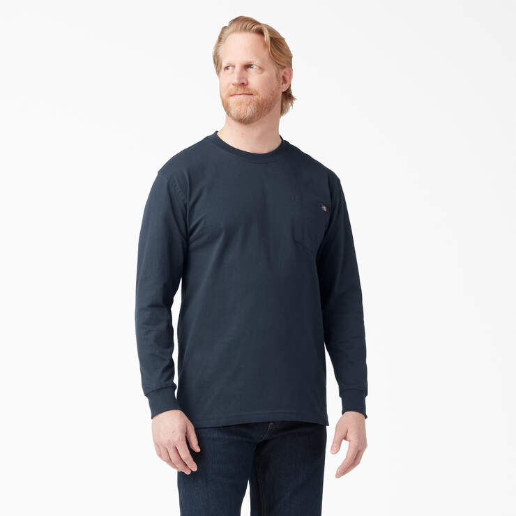 Heavyweight Long Sleeve Pocket T-Shirt - Dark Navy (DN) image number 1