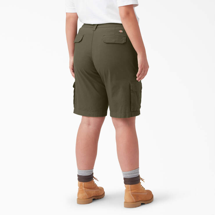 Women's Plus FLEX Regular Fit Ripstop Cargo Shorts, 9" - Military Green (ML) image number 2