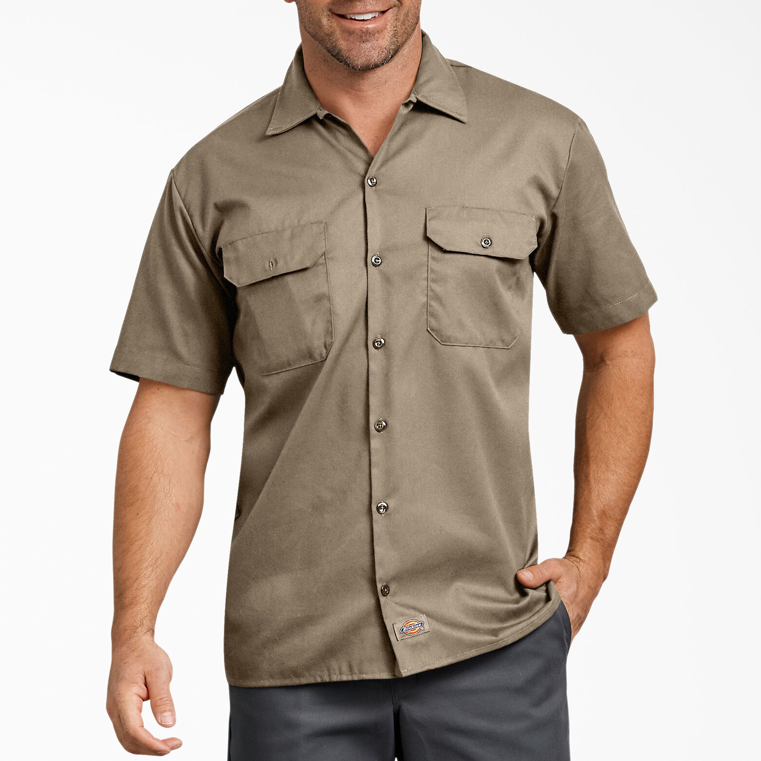 Flex Relaxed Fit Short Sleeve Twill Work Shirt Desert Khaki 3XL| Dickies