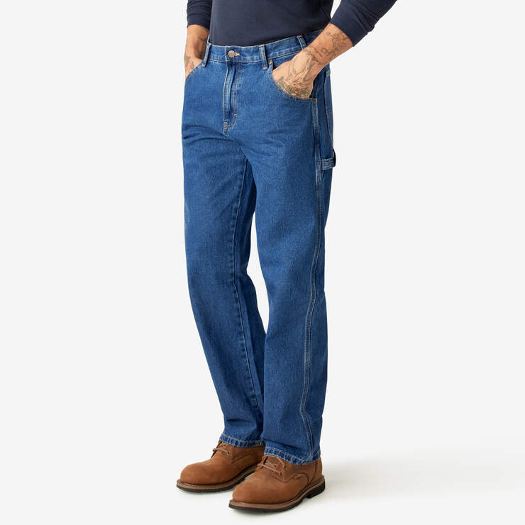 Relaxed Fit Carpenter Jeans - Stonewashed Indigo Blue (SNB) image number 3