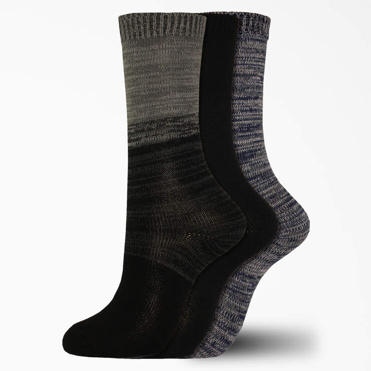 Women's Soft Marl Crew Socks, Size 6-9, 3-Pack - Gray/Black (GRB) image number 1
