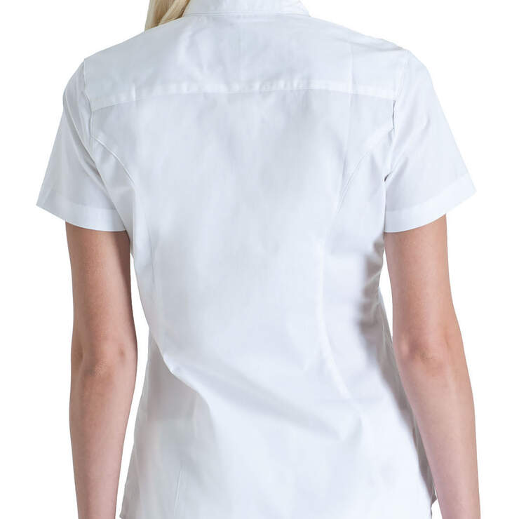 Dickies Girl Juniors' Poplin Short Sleeve Button Down Shirt - White (WHT) image number 2