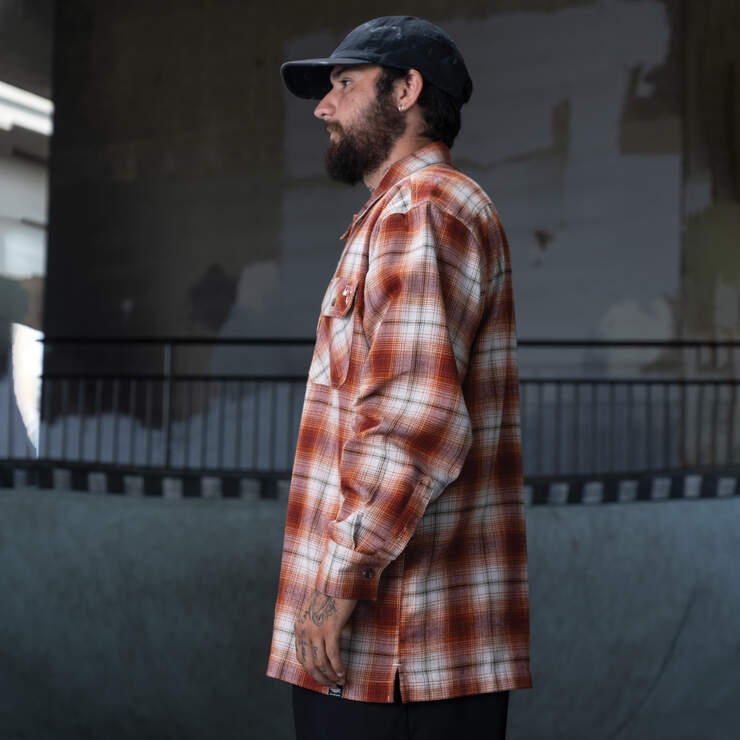 Ronnie Sandoval Brushed Flannel Shirt - Burnt Ombre Plaid (OB2) image number 3
