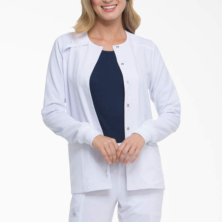 Women's EDS Essentials Snap Front Scrub Jacket - White (DWH) image number 1