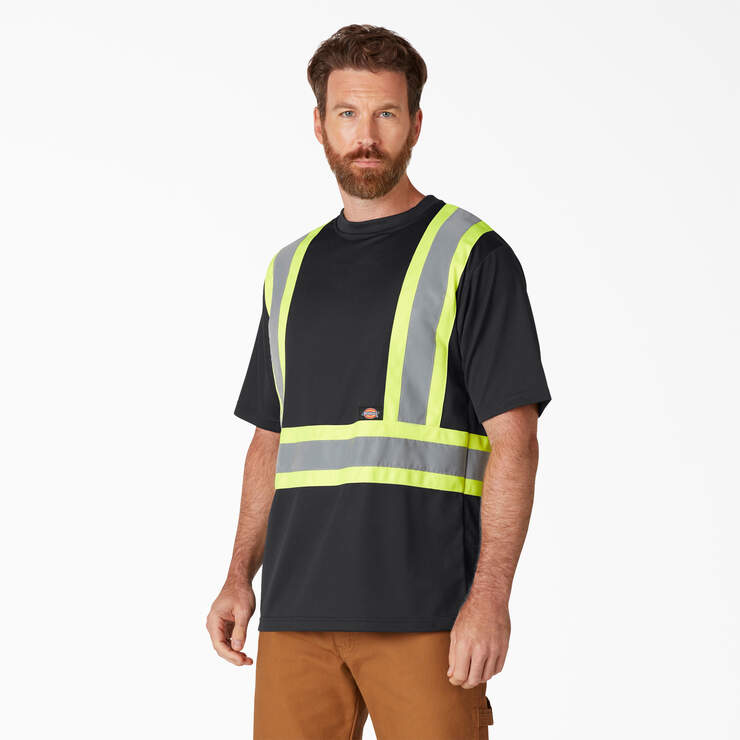 Hi Vis Safety Short Sleeve T-Shirt - Black (BK) image number 1