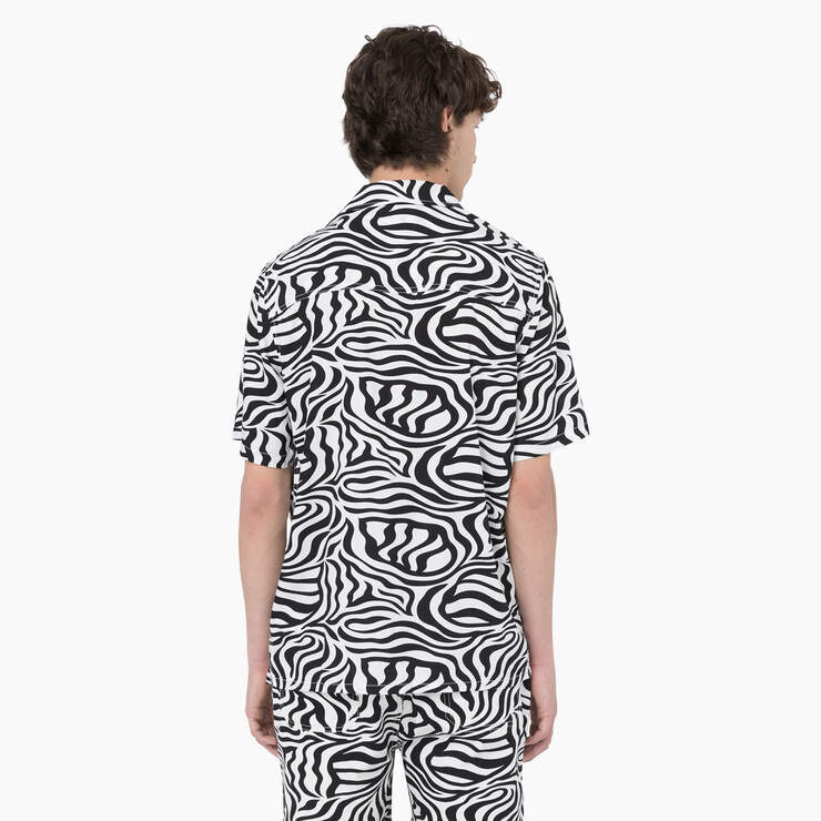 Zebra Print Short Sleeve Shirt - Black/White (BKWH) image number 2