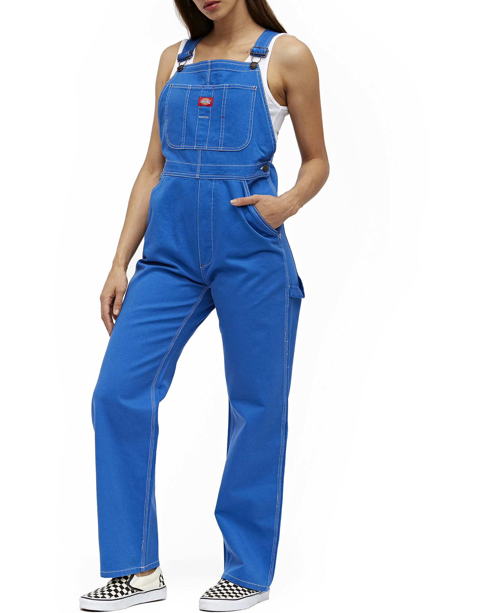 Dickies Girl Juniors' Relaxed Twill Overalls Electric Blue S| Dickies ...
