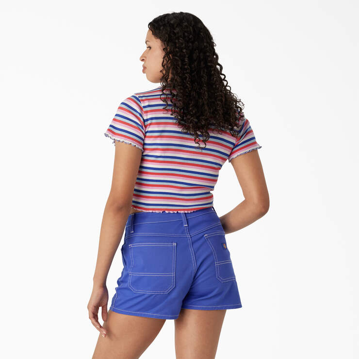 Women's Striped Cropped Baby T-Shirt - Blue Explorer Stripe (UXS) image number 2