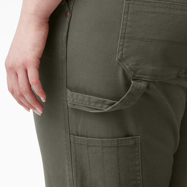 Women's Plus FLEX Relaxed Straight Fit Duck Carpenter Pants - Rinsed Moss Green (RMS) image number 6