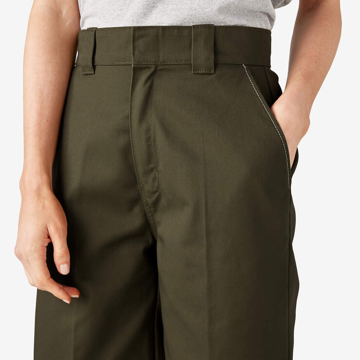 Women’s Relaxed Fit Double Knee Pants - Military Green (ML) image number 7