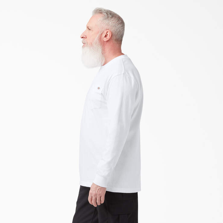 Heavyweight Long Sleeve Pocket T-Shirt - White (WH) image number 3