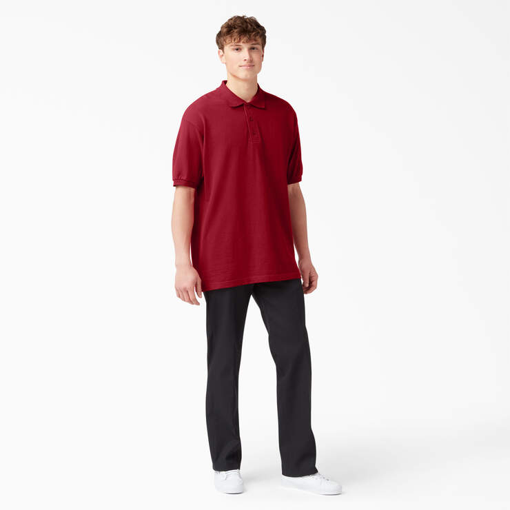 Adult Size Piqué Short Sleeve Polo - English Red (ER) image number 4