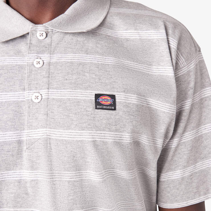 Dickies Skateboarding Striped Short Sleeve Polo - Heather Gray Stripe (HGT) image number 7