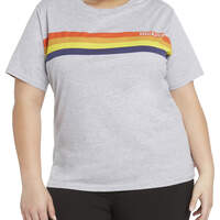 Dickies Girl Juniors' Plus Vintage Rainbow Chest Short Sleeve T-Shirt - Light Heather Gray (LHG)
