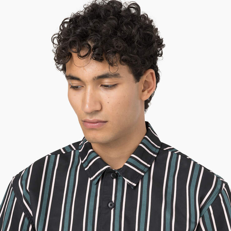 Dickies Skateboarding Cooling Relaxed Fit Shirt - Lincoln Green/Black Stripe (NBS) image number 4