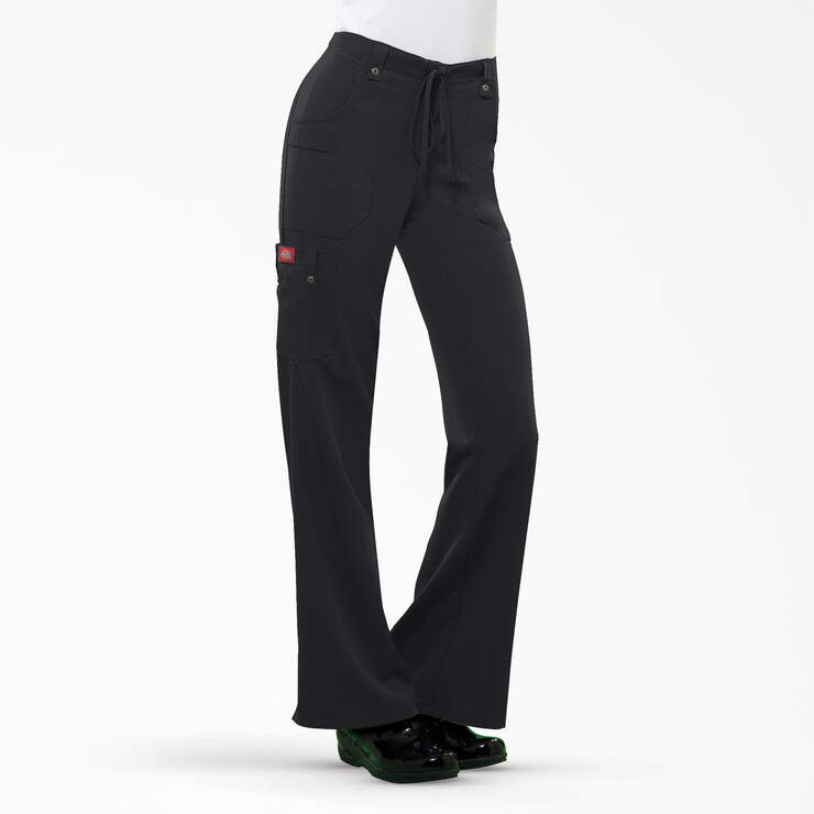 Women's Xtreme Stretch Flare Leg Cargo Scrub Pants - Black (BLK) image number 1