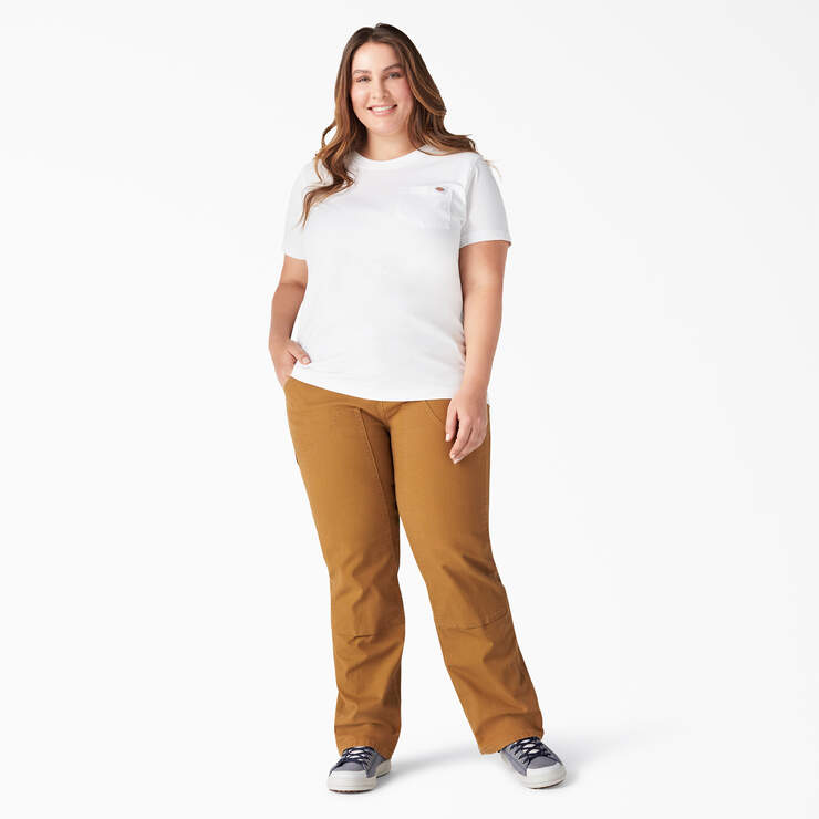 Women's Plus Heavyweight Short Sleeve Pocket T-Shirt - White (WH) image number 3