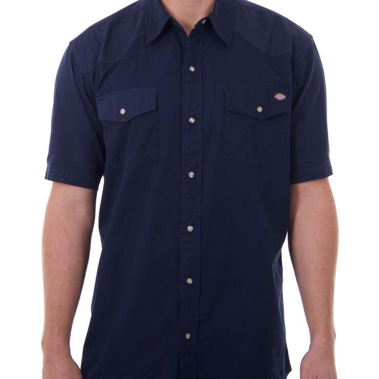 Short Sleeve Twill Western Shirt - DARK INDIGO (DD) image number 1