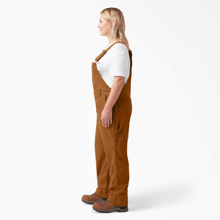 Women's Plus Relaxed Fit Bib Overalls - Rinsed Brown Duck (RBD) image number 3