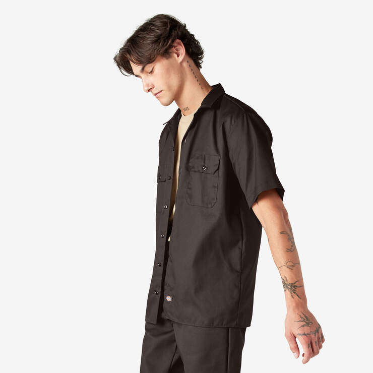 Short Sleeve Work Shirt - Dark Brown (DB) image number 3
