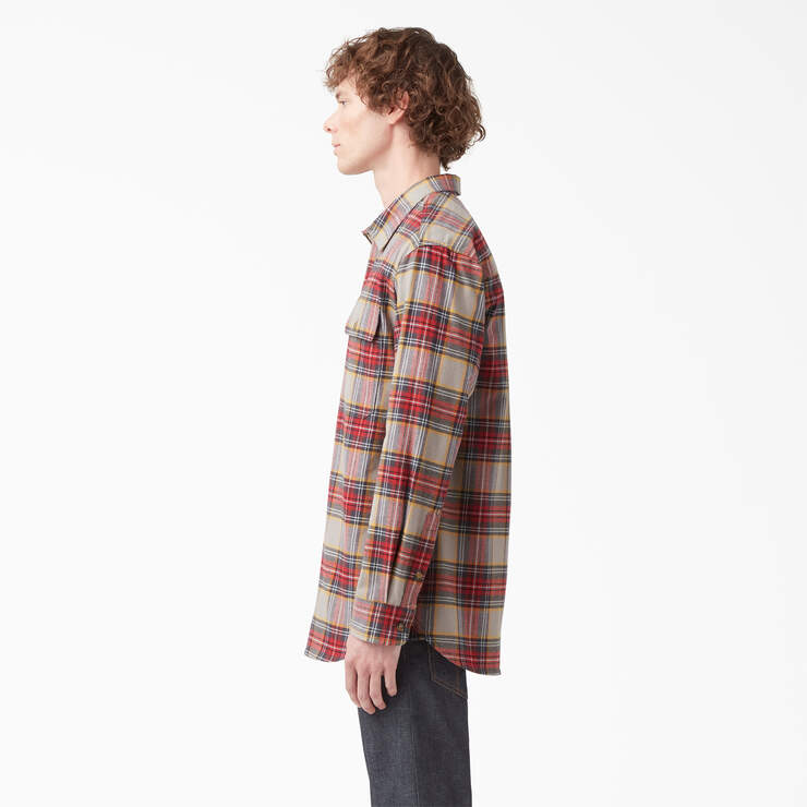Dickies 1922 Flannel Shirt - Gray/Red Plaid (RAE) image number 3