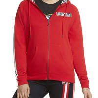 Dickies Girl Juniors' Checkered Flag Zip Front Jacket - Red (RD)